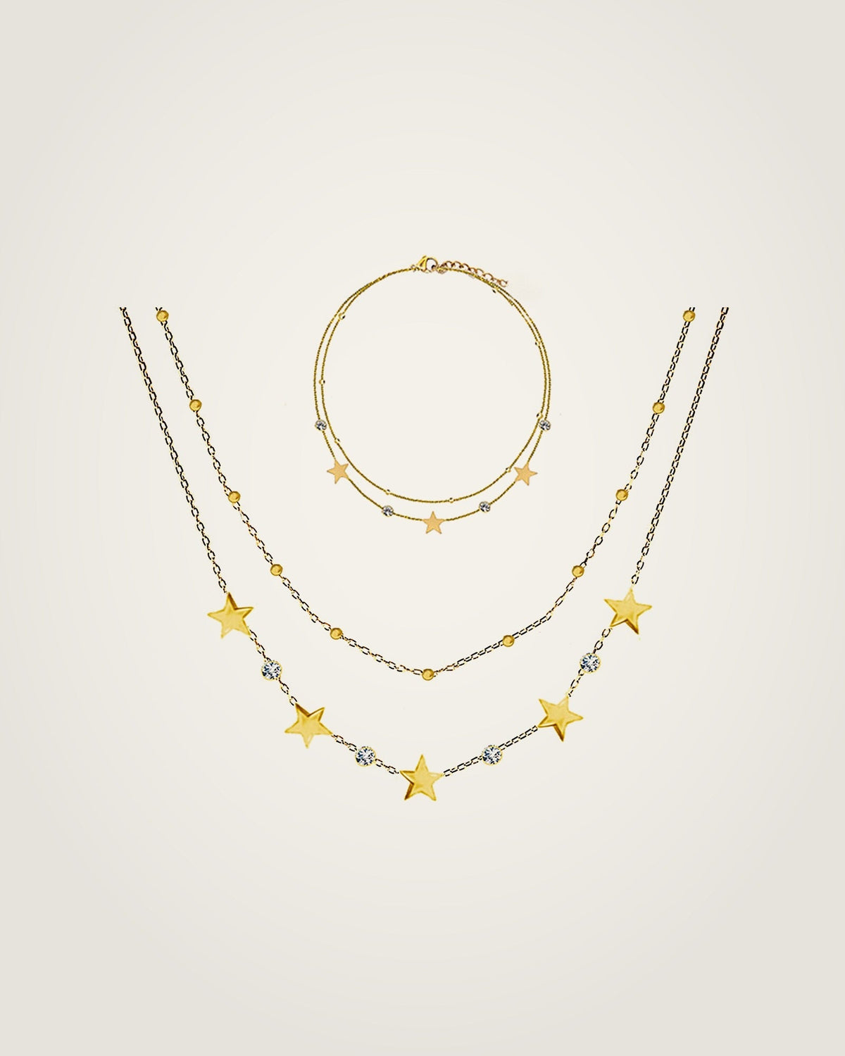 AYPARÉ Sterne-Set, Kette & Armband in Gold