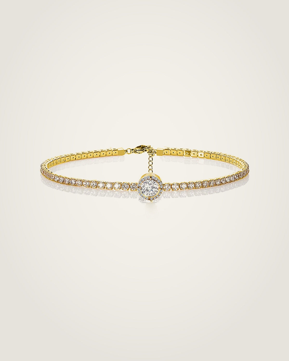 AYPARÉ Halo-Tennisarmband mit Mittelstein in Gold