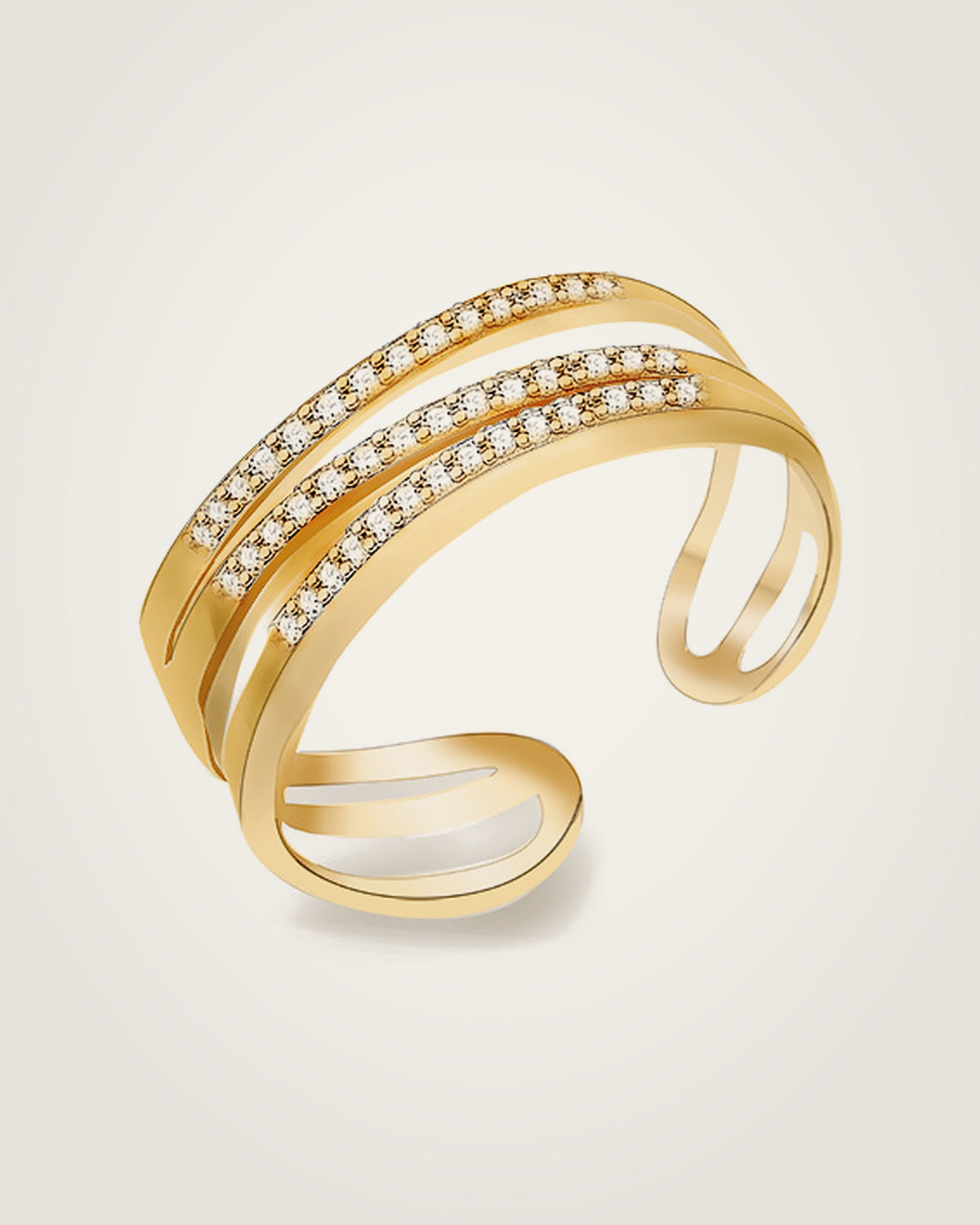 AYPARÉ Dreireihiger Ring in Gold